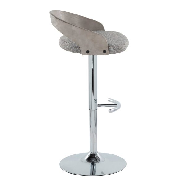 Grotto Light Grey Contemporary Adjustable Swivel Barstool Set of 2 6