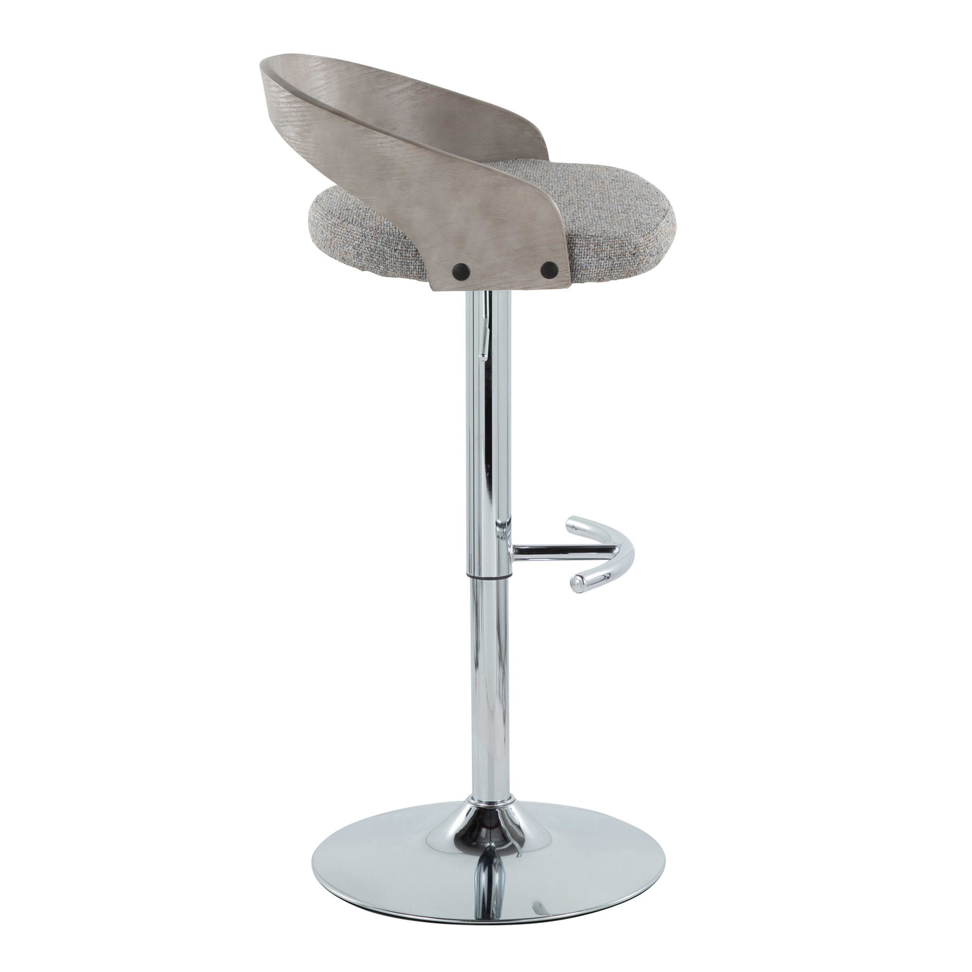 Grotto Light Grey Contemporary Adjustable Swivel Barstool (Set of 2) 7 Grotto Light Grey Contemporary Adjustable Swivel Barstool (Set of 2) - Image 7
