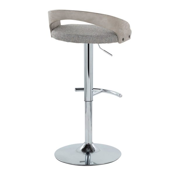 Grotto Light Grey Contemporary Adjustable Swivel Barstool Set of 2 7