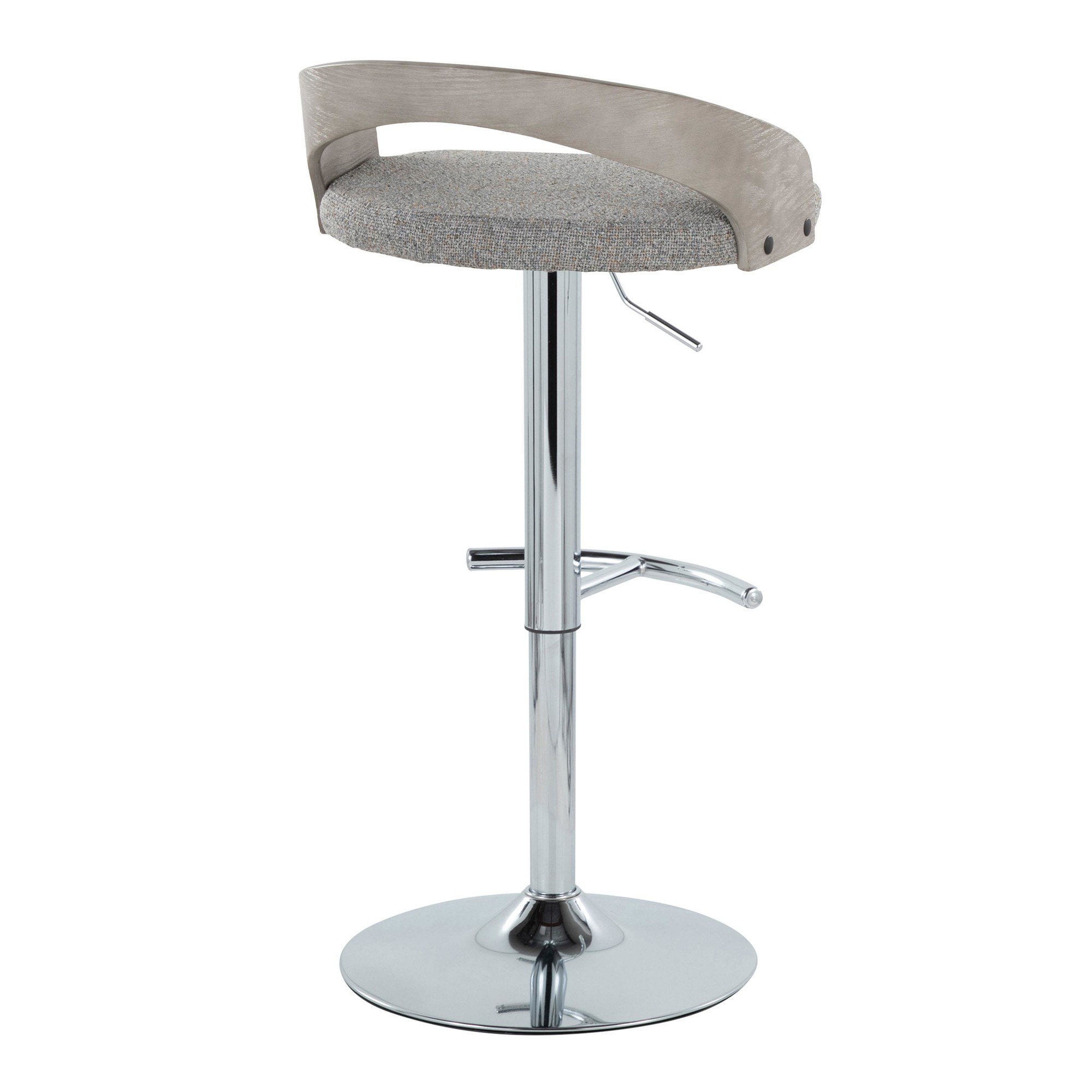 Grotto Light Grey Contemporary Adjustable Swivel Barstool (Set of 2) 8 Grotto Light Grey Contemporary Adjustable Swivel Barstool (Set of 2) - Image 8