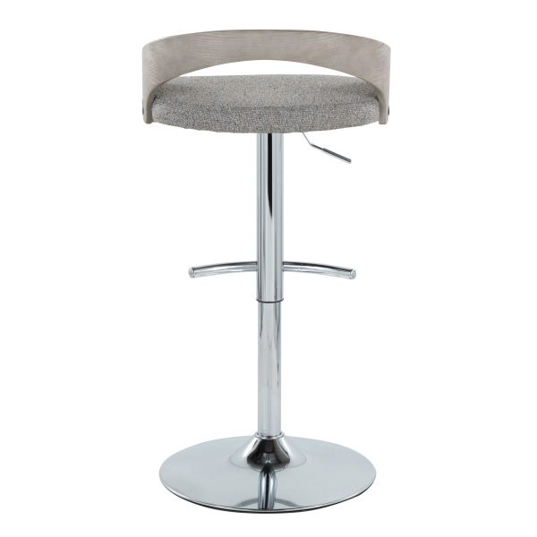 Grotto Light Grey Contemporary Adjustable Swivel Barstool Set of 2 8