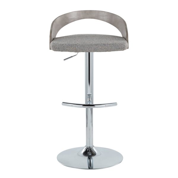 Grotto Light Grey Contemporary Adjustable Swivel Barstool Set of 2 9