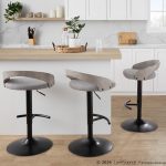 Grotto Light Grey Fabric Contemporary Adjustable Swivel Barstools (Set of 2) 15 Grotto Light Grey Fabric Contemporary Adjustable Swivel Barstools (Set of 2)
