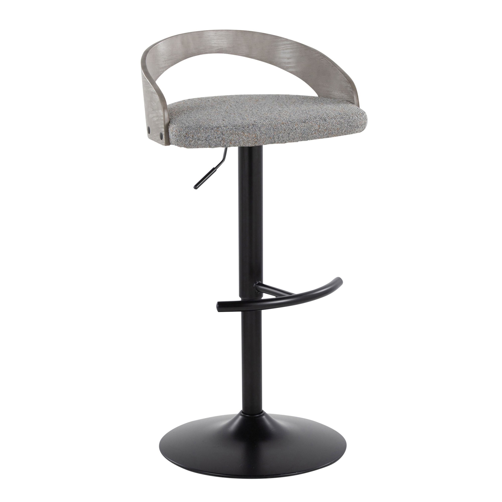 Grotto Light Grey Fabric Contemporary Adjustable Swivel Barstools (Set of 2) 6 Grotto Light Grey Fabric Contemporary Adjustable Swivel Barstools (Set of 2) - Image 6