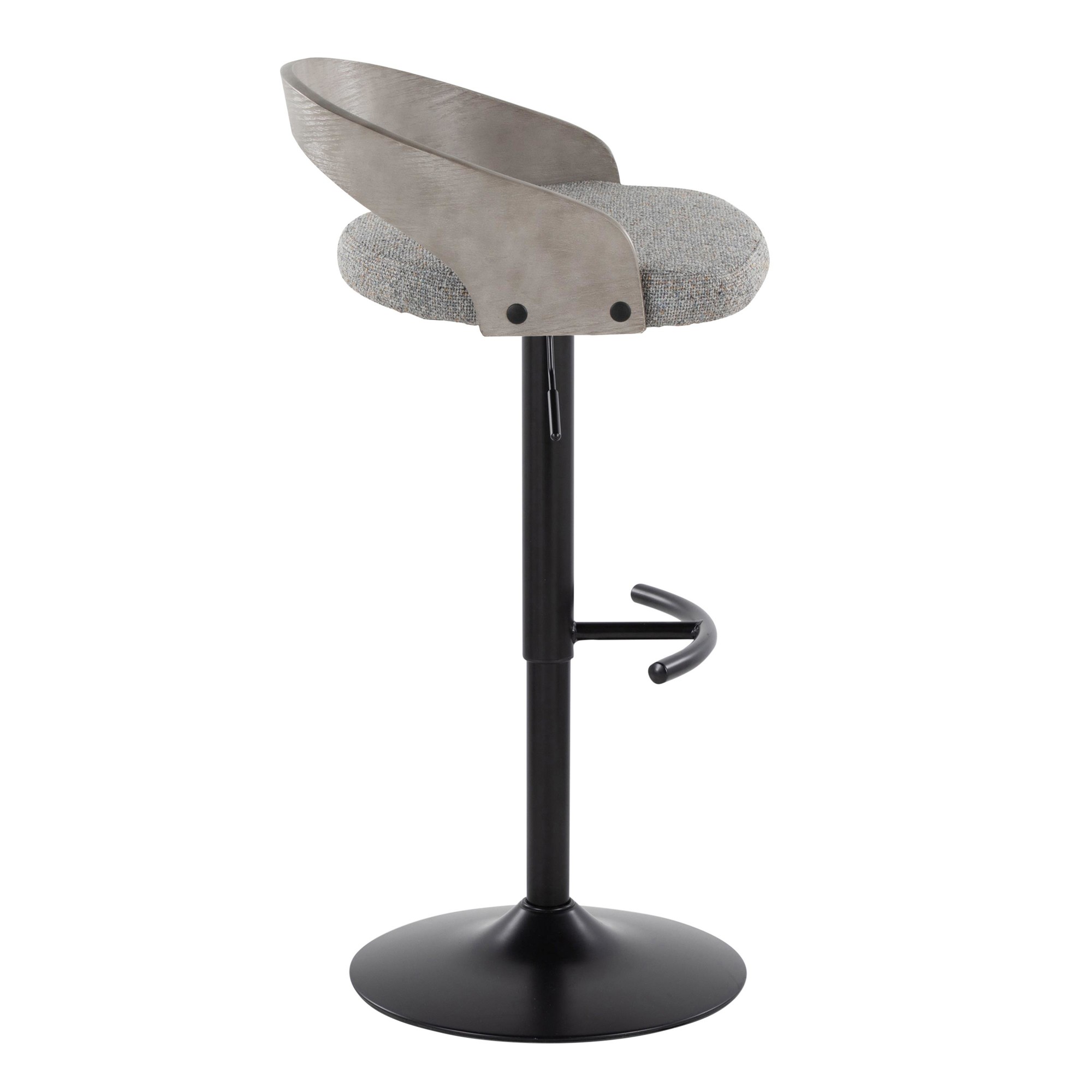 Grotto Light Grey Fabric Contemporary Adjustable Swivel Barstools (Set of 2) 7 Grotto Light Grey Fabric Contemporary Adjustable Swivel Barstools (Set of 2) - Image 7