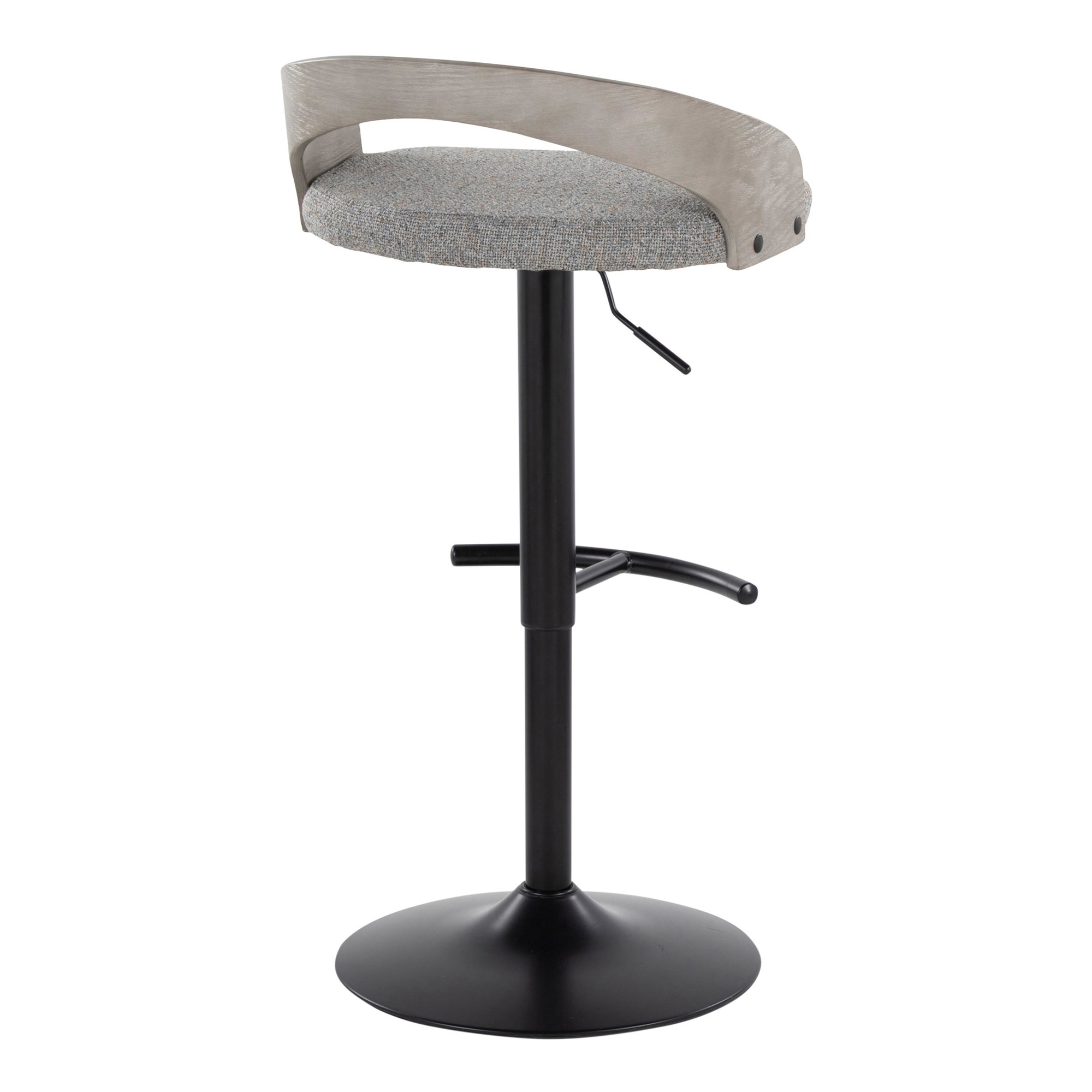 Grotto Light Grey Fabric Contemporary Adjustable Swivel Barstools (Set of 2) 8 Grotto Light Grey Fabric Contemporary Adjustable Swivel Barstools (Set of 2) - Image 8