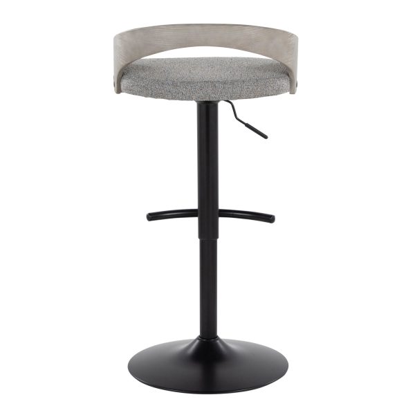 Grotto Light Grey Fabric Contemporary Adjustable Swivel Barstools Set of 2 8