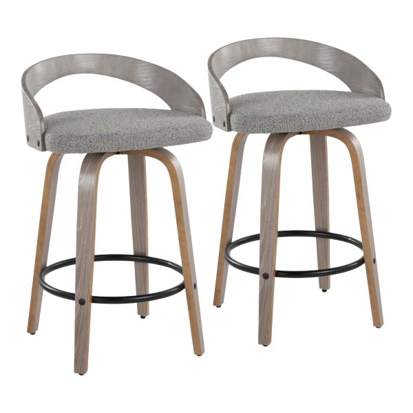 Grotto Light Grey Swivel Counter Stools Contemporary Style Set of 2 Set of 2 2