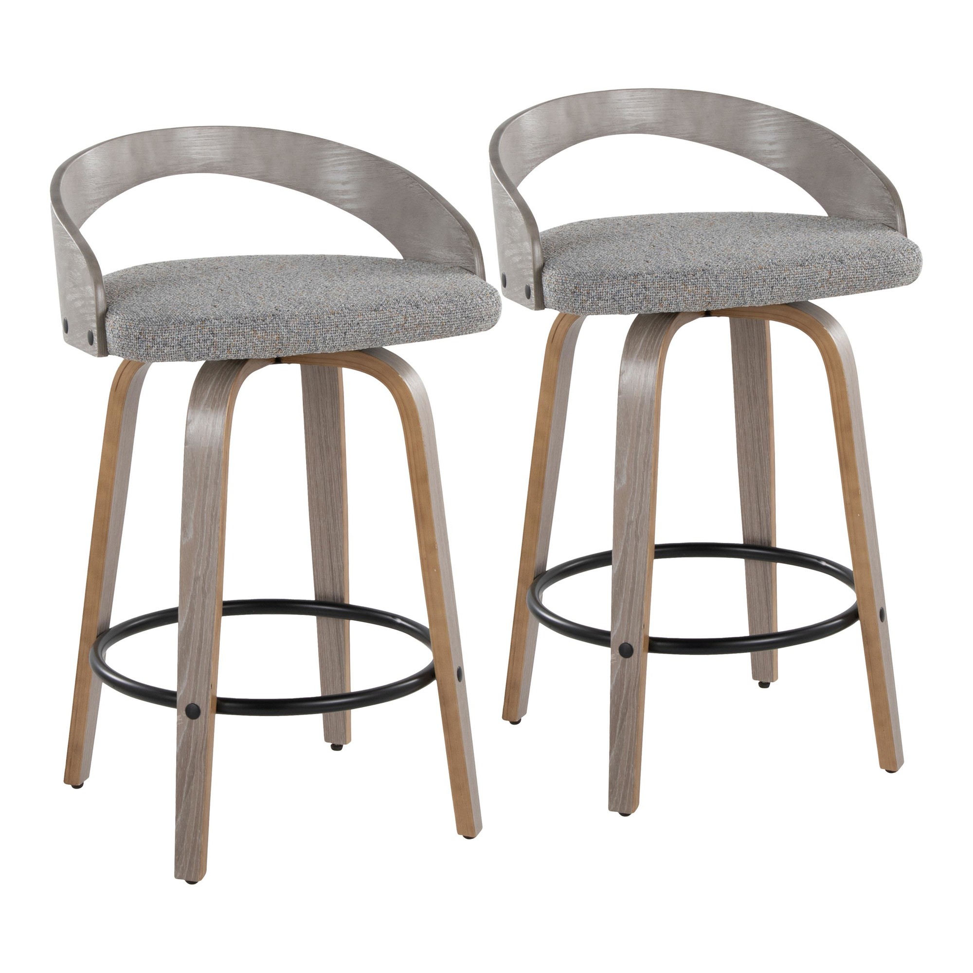 Grotto Light Grey Swivel Counter Stools Contemporary Style (Set of 2) (Set of 2) 3 Grotto Light Grey Swivel Counter Stools Contemporary Style (Set of 2) (Set of 2) - Image 3