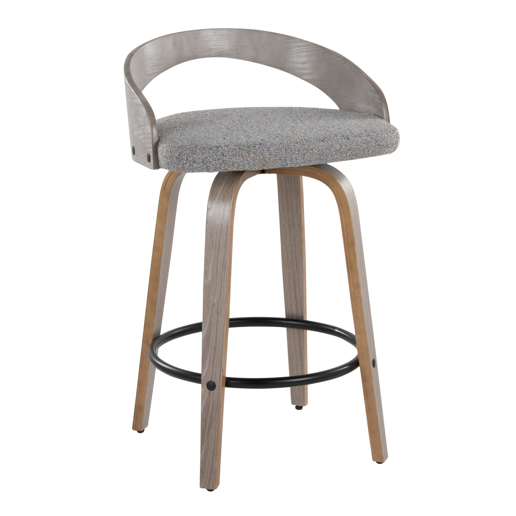 Grotto Light Grey Swivel Counter Stools Contemporary Style (Set of 2) (Set of 2) 4 Grotto Light Grey Swivel Counter Stools Contemporary Style (Set of 2) (Set of 2) - Image 4