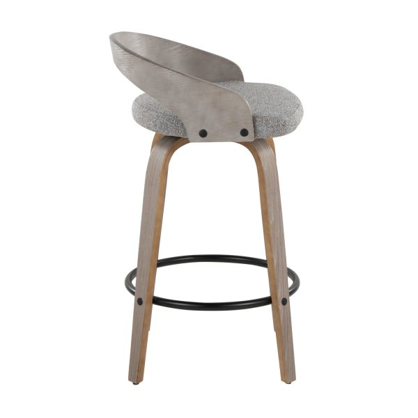 Grotto Light Grey Swivel Counter Stools Contemporary Style Set of 2 Set of 2 4