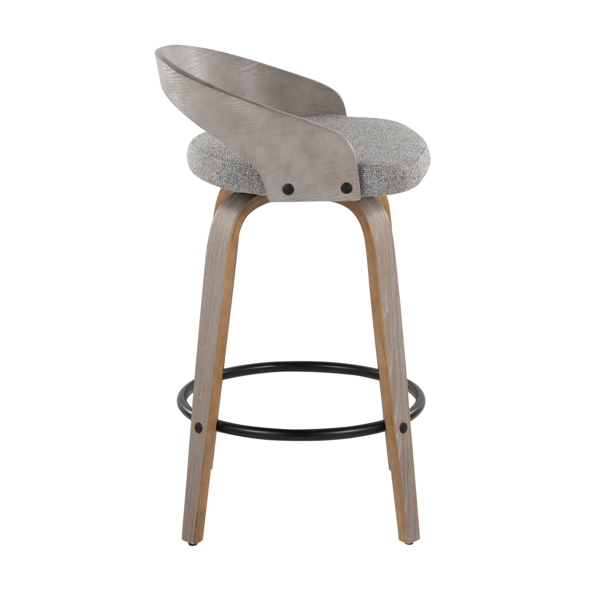 Grotto Light Grey Swivel Counter Stools Contemporary Style (Set of 2) (Set of 2) 5 Grotto Light Grey Swivel Counter Stools Contemporary Style (Set of 2) (Set of 2) - Image 5