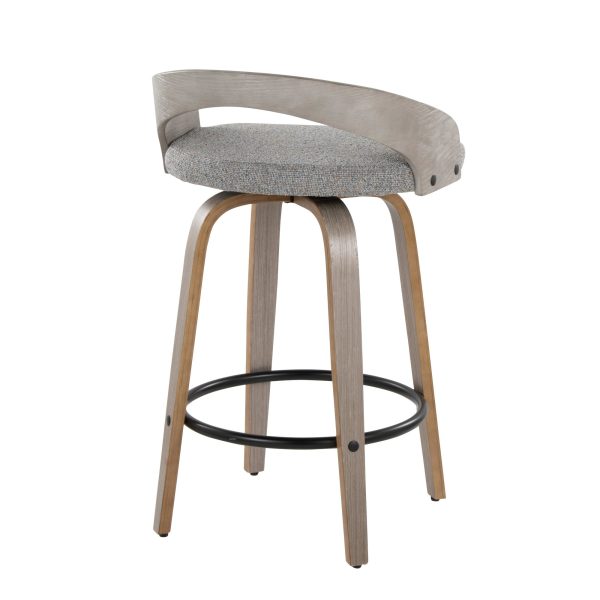 Grotto Light Grey Swivel Counter Stools Contemporary Style Set of 2 Set of 2 5
