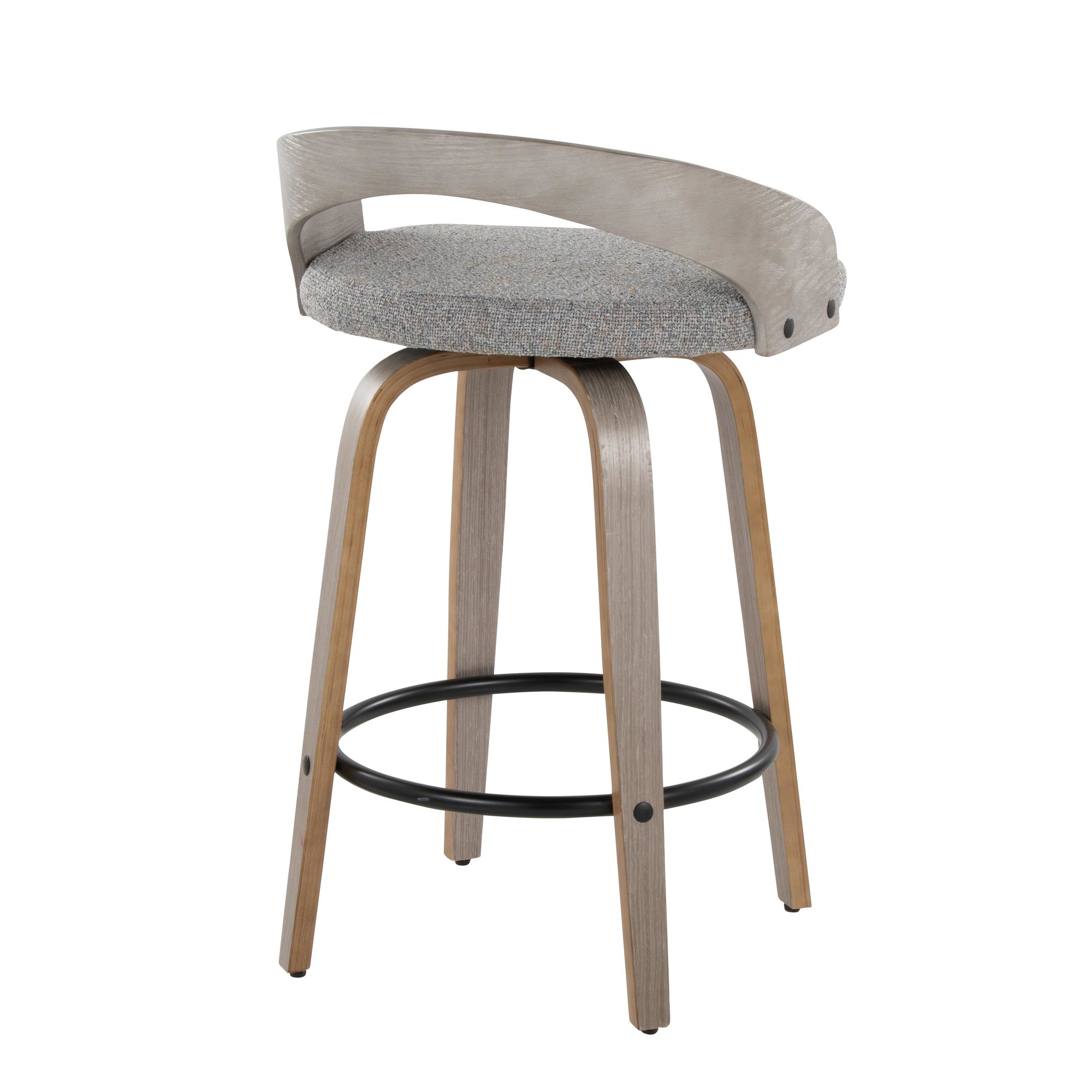 Grotto Light Grey Swivel Counter Stools Contemporary Style (Set of 2) (Set of 2) 6 Grotto Light Grey Swivel Counter Stools Contemporary Style (Set of 2) (Set of 2) - Image 6