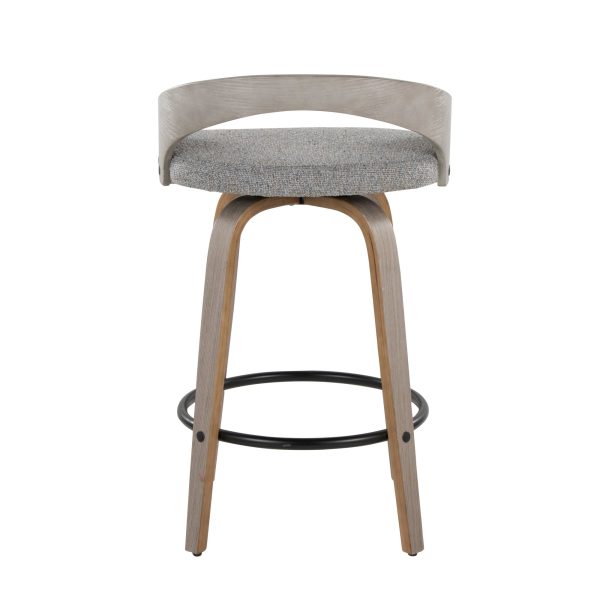 Grotto Light Grey Swivel Counter Stools Contemporary Style Set of 2 Set of 2 6