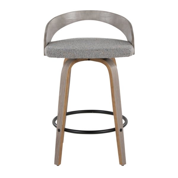 Grotto Light Grey Swivel Counter Stools Contemporary Style Set of 2 Set of 2 7