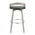Grotto Light Grey Wood Black Faux Leather Swivel Barstools (Set of 2) 27 Grotto Light Grey Wood Black Faux Leather Swivel Barstools (Set of 2)