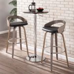 Grotto Light Grey Wood Black Faux Leather Swivel Barstools (Set of 2) 16 Grotto Light Grey Wood Black Faux Leather Swivel Barstools (Set of 2)