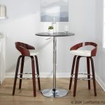 Grotto Mahogany White Swivel Mid-Century Modern Bar Stool (Set of 2) 14 Grotto Mahogany White Swivel Mid-Century Modern Bar Stool (Set of 2)