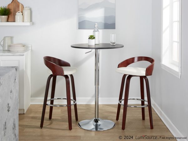 Grotto Mahogany White Swivel Mid Century Modern Bar Stool Set of 2 1