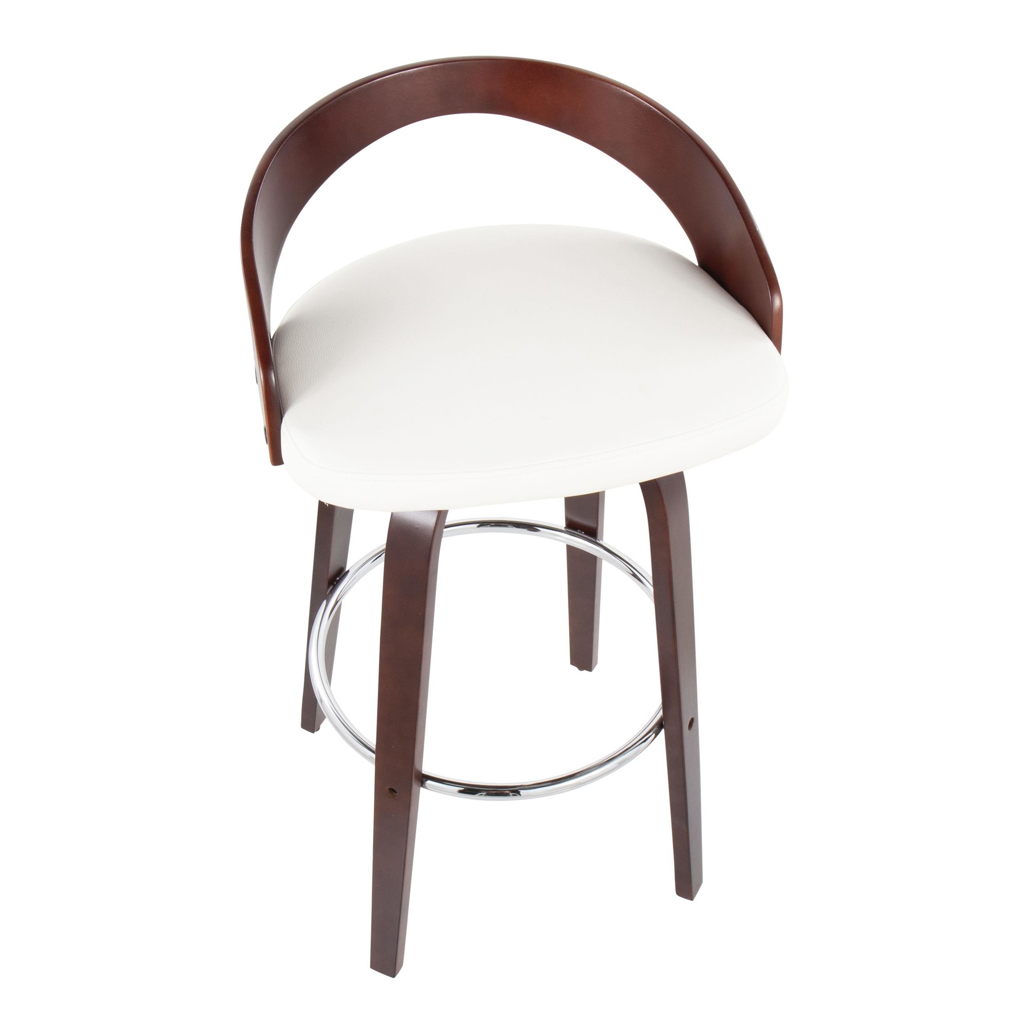 Grotto Mahogany White Swivel Mid-Century Modern Bar Stool (Set of 2) 11 Grotto Mahogany White Swivel Mid-Century Modern Bar Stool (Set of 2) - Image 11
