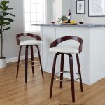 Grotto Mahogany White Swivel Mid-Century Modern Bar Stool (Set of 2) 15 Grotto Mahogany White Swivel Mid-Century Modern Bar Stool (Set of 2)
