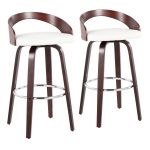 Grotto Mahogany White Swivel Mid-Century Modern Bar Stool (Set of 2) 17 Grotto Mahogany White Swivel Mid-Century Modern Bar Stool (Set of 2)