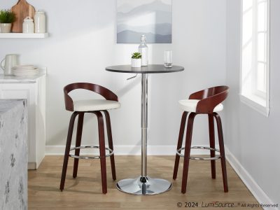 Grotto Mahogany White Swivel Mid-Century Modern Bar Stool (Set of 2)
