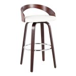 Grotto Mahogany White Swivel Mid-Century Modern Bar Stool (Set of 2) 18 Grotto Mahogany White Swivel Mid-Century Modern Bar Stool (Set of 2)