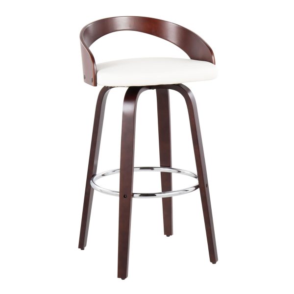 Grotto Mahogany White Swivel Mid Century Modern Bar Stool Set of 2 5