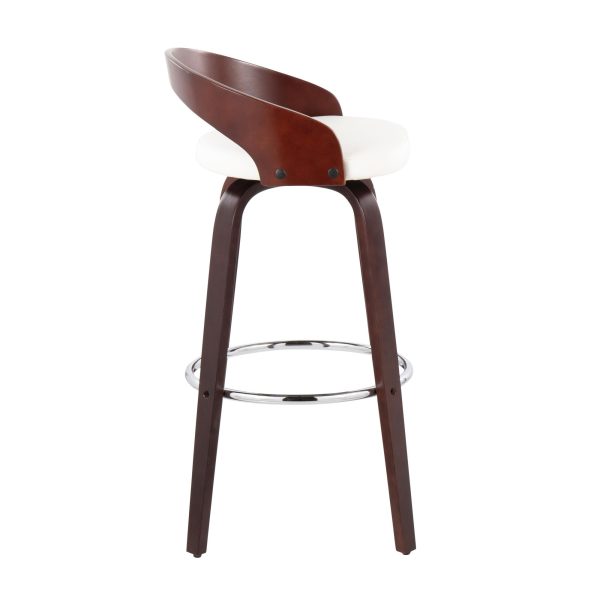 Grotto Mahogany White Swivel Mid Century Modern Bar Stool Set of 2 6