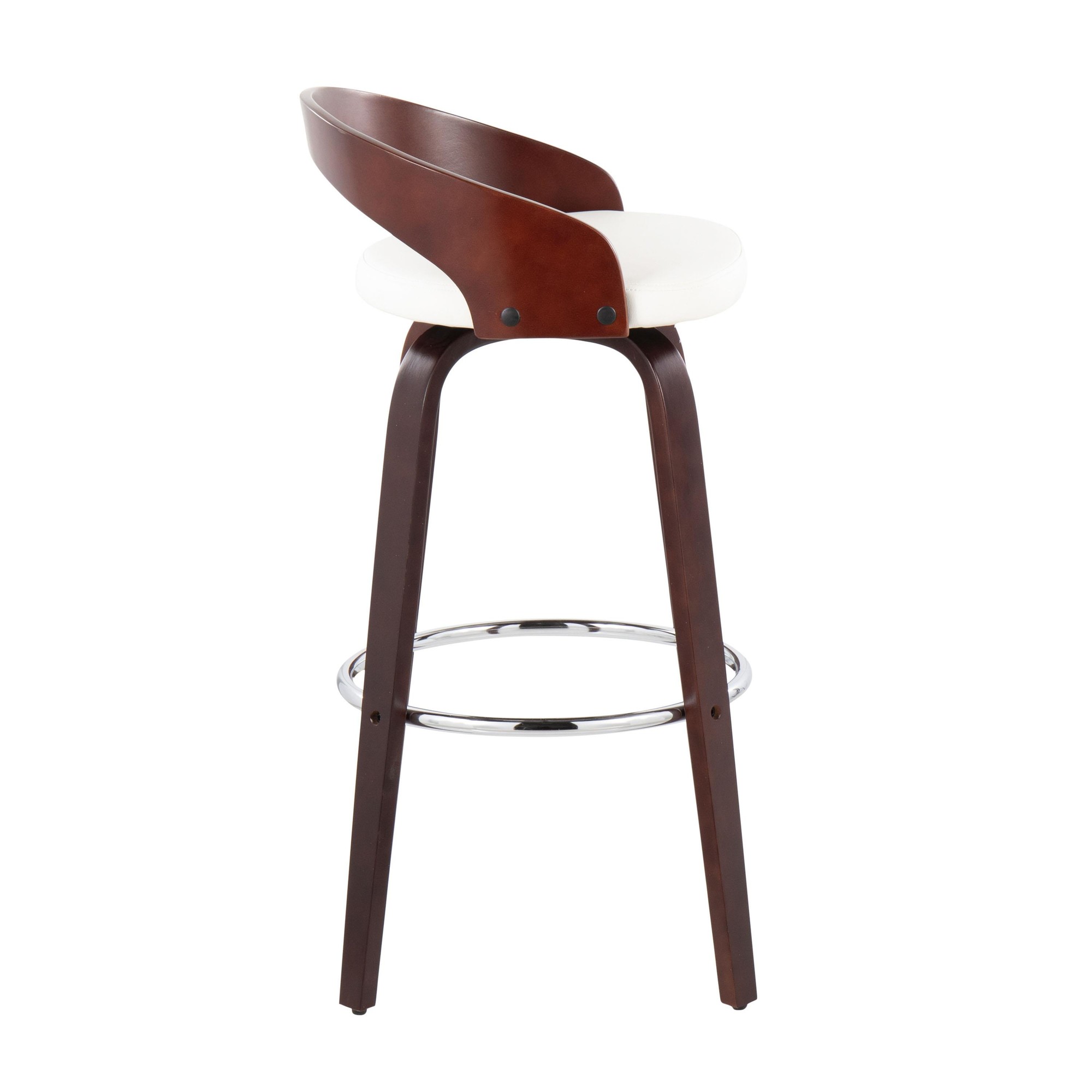 Grotto Mahogany White Swivel Mid-Century Modern Bar Stool (Set of 2) 7 Grotto Mahogany White Swivel Mid-Century Modern Bar Stool (Set of 2) - Image 7