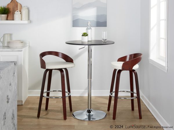 Grotto Mahogany White Swivel Mid Century Modern Bar Stool Set of 2