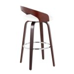 Grotto Mahogany White Swivel Mid-Century Modern Bar Stool (Set of 2) 20 Grotto Mahogany White Swivel Mid-Century Modern Bar Stool (Set of 2)