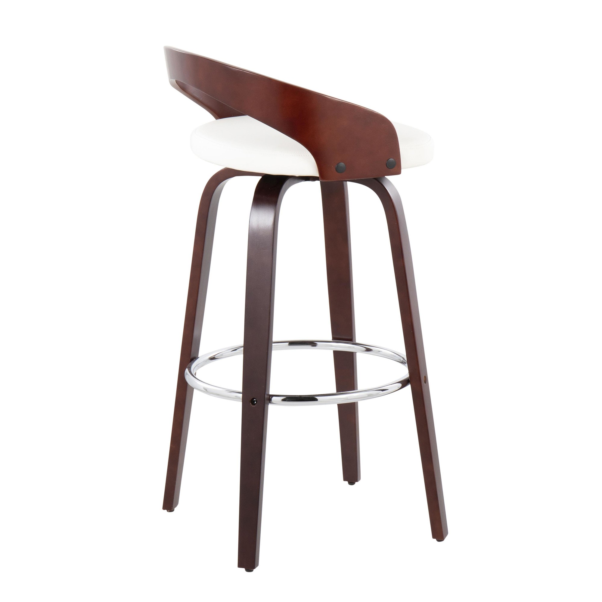 Grotto Mahogany White Swivel Mid-Century Modern Bar Stool (Set of 2) 8 Grotto Mahogany White Swivel Mid-Century Modern Bar Stool (Set of 2) - Image 8
