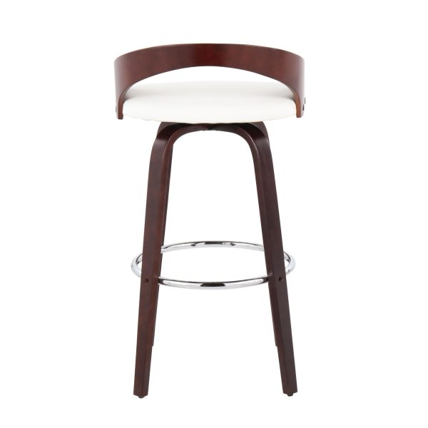Grotto Mahogany White Swivel Mid Century Modern Bar Stool Set of 2 8