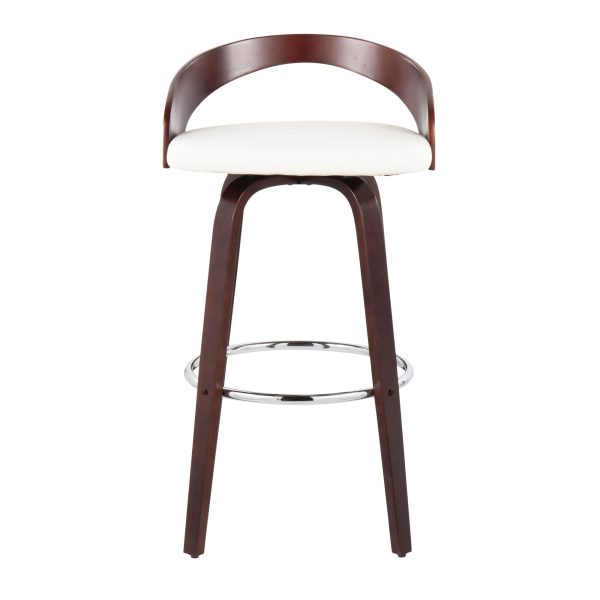 Grotto Mahogany White Swivel Mid Century Modern Bar Stool Set of 2 9