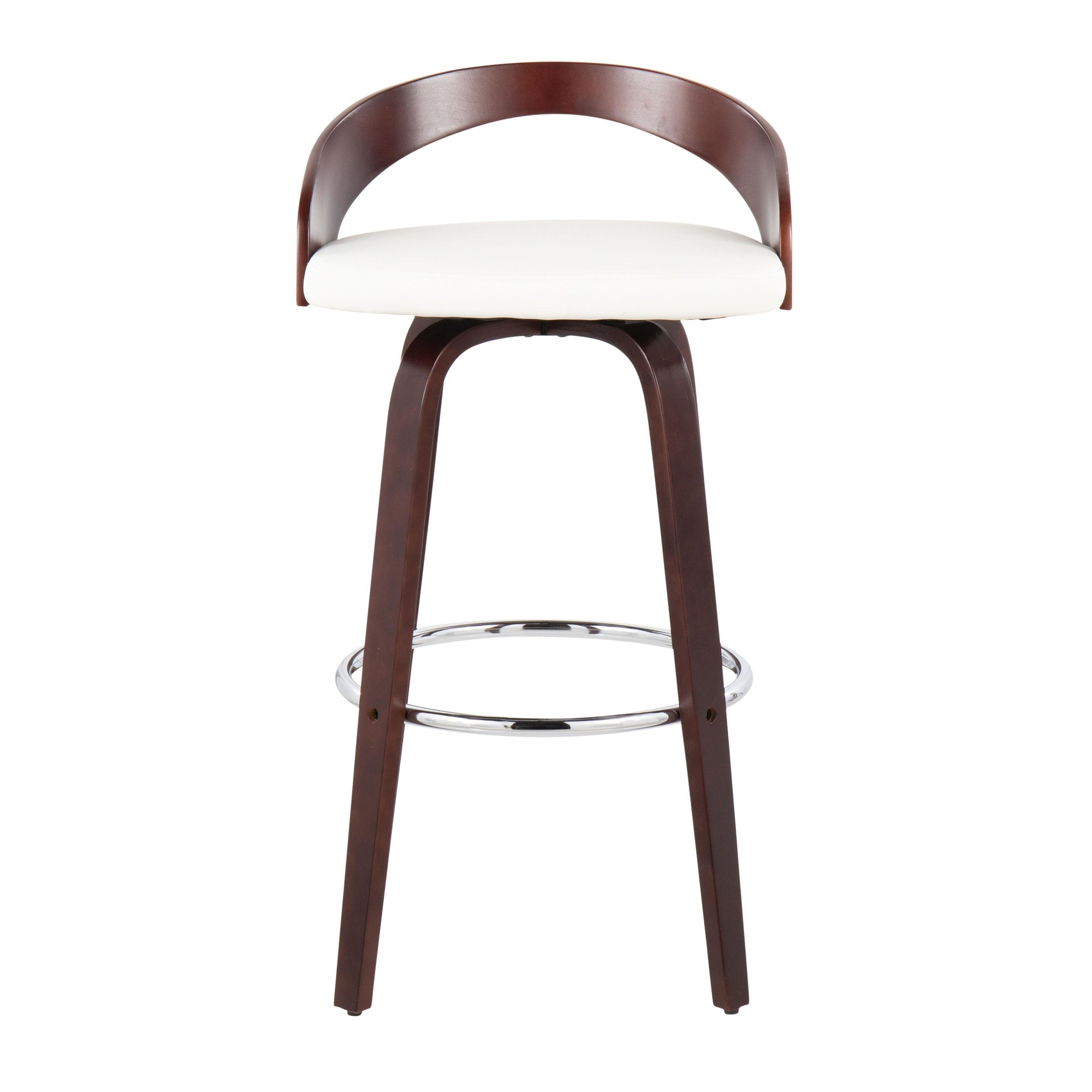Grotto Mahogany White Swivel Mid-Century Modern Bar Stool (Set of 2) 10 Grotto Mahogany White Swivel Mid-Century Modern Bar Stool (Set of 2) - Image 10