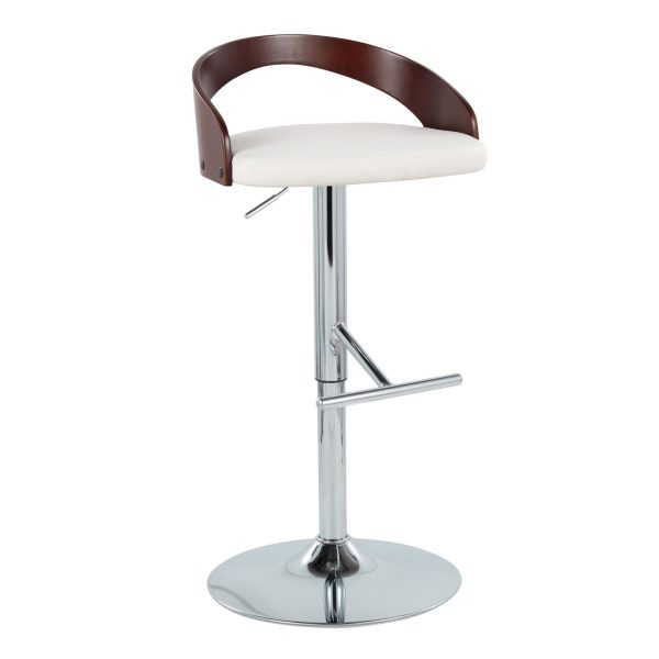Grotto Mid Century Adjustable Swivel Barstools White Chrome Set of 2 Set of 2 3