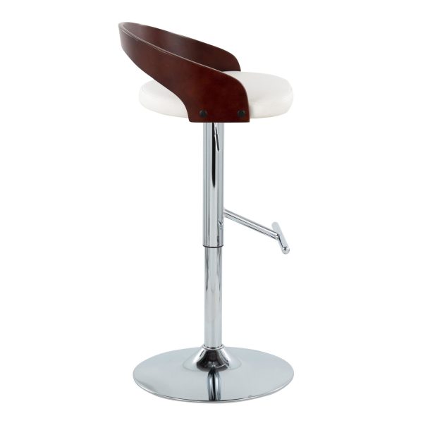 Grotto Mid Century Adjustable Swivel Barstools White Chrome Set of 2 Set of 2 4