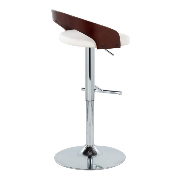 Grotto Mid Century Adjustable Swivel Barstools White Chrome Set of 2 Set of 2 5
