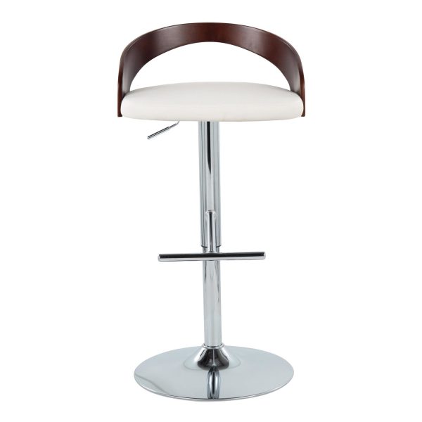 Grotto Mid Century Adjustable Swivel Barstools White Chrome Set of 2 Set of 2 7