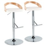 Grotto Mid-Century Modern Adjustable Chrome Barstool Zebra/White (Set of 2) 12 Grotto Mid-Century Modern Adjustable Chrome Barstool Zebra/White (Set of 2)