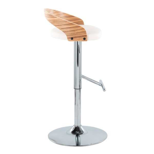 Grotto Mid Century Modern Adjustable Chrome Barstool ZebraWhite Set of 2 4