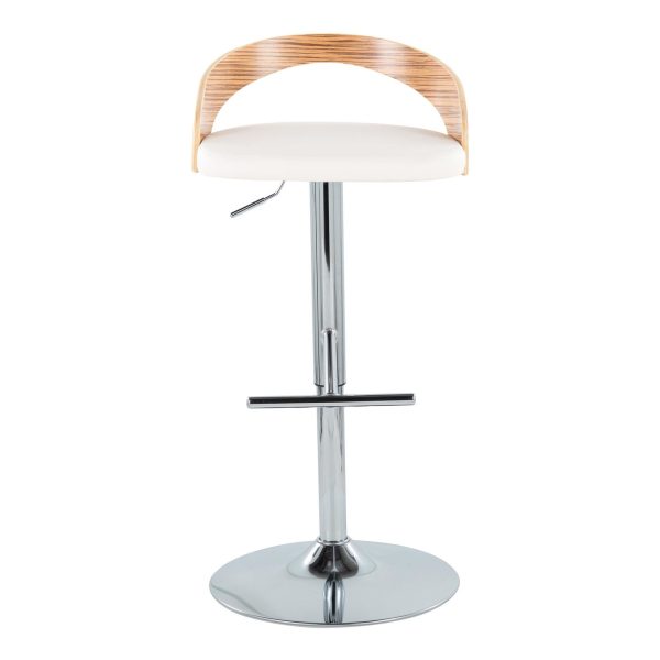 Grotto Mid Century Modern Adjustable Chrome Barstool ZebraWhite Set of 2 7