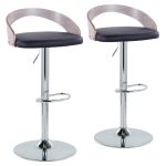 Grotto Mid-Century Modern Adjustable Swivel Barstool Chrome Grey (Set of 2) 13 Grotto Mid-Century Modern Adjustable Swivel Barstool Chrome Grey (Set of 2)
