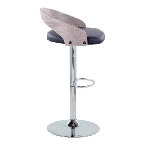 Grotto Mid Century Modern Adjustable Swivel Barstool Chrome Grey Set of 2 4