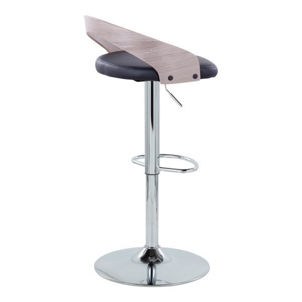Grotto Mid Century Modern Adjustable Swivel Barstool Chrome Grey Set of 2 5