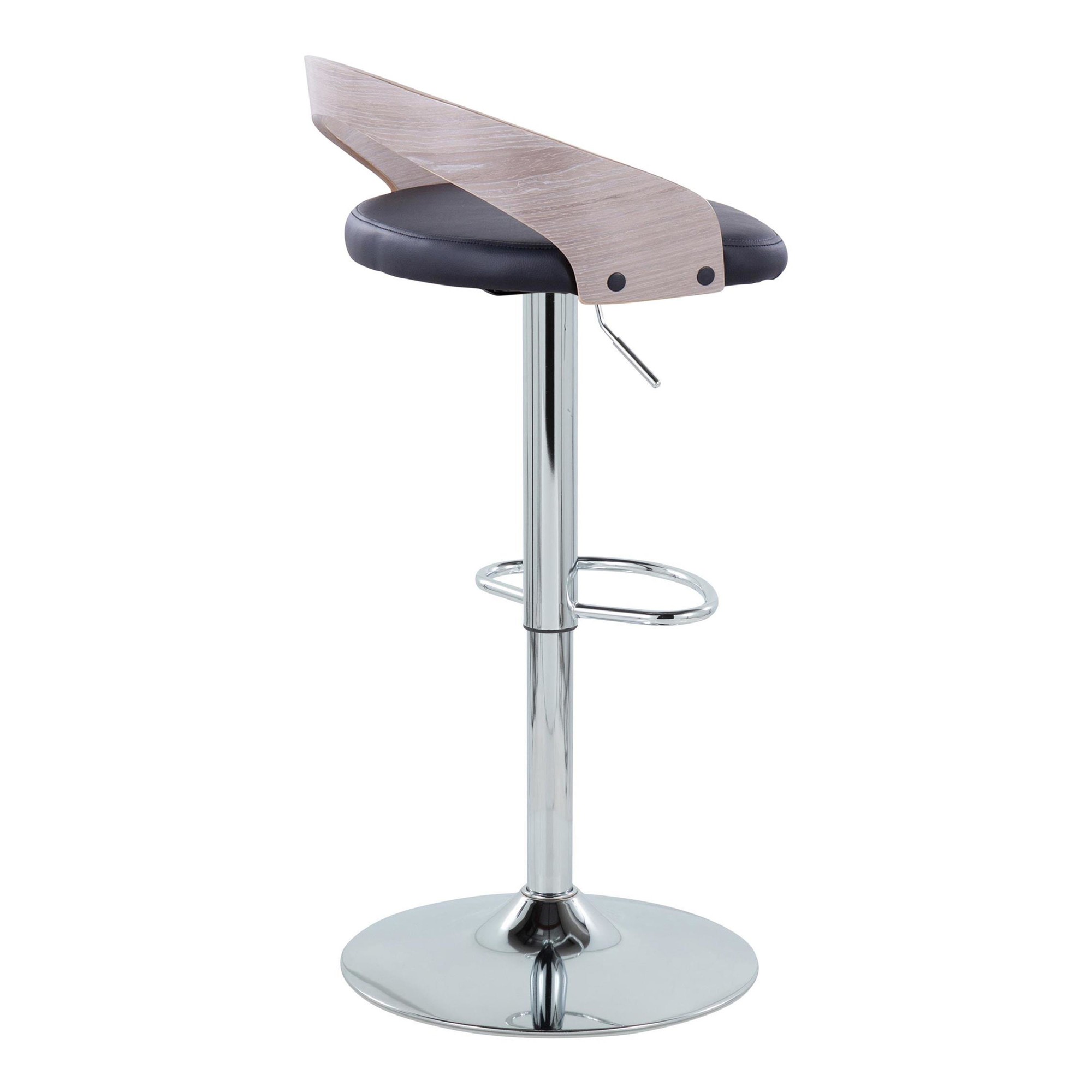 Grotto Mid-Century Modern Adjustable Swivel Barstool Chrome Grey (Set of 2) 6 Grotto Mid-Century Modern Adjustable Swivel Barstool Chrome Grey (Set of 2) - Image 6
