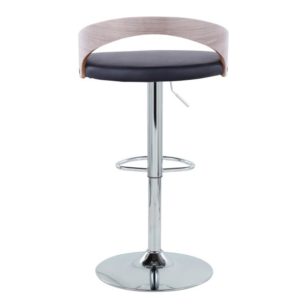 Grotto Mid Century Modern Adjustable Swivel Barstool Chrome Grey Set of 2 6